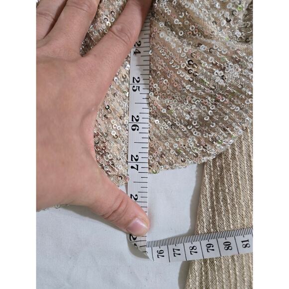 Lovely day large women's gold sequined one shoulder mini dress with side train - Picture 8 of 8